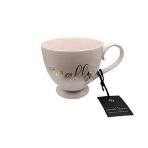 NWT Nanette Lepore Pink Matte "Finally" Footed Coffee Mug Quality Porcelain